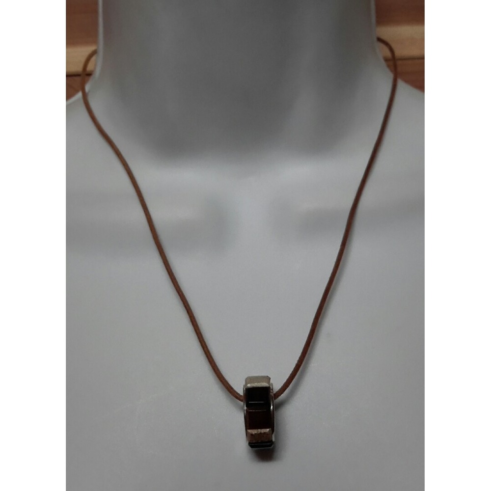Montana Jasper Black Jade Tiger Eye Sterling 6g Pendant Navajo Leather Cord 18"